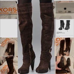 KORS Michael Kors Zanzia Suede Ov Knee Boots Brown